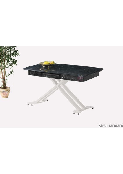 Açılır Milano Masa Mdf x Beyaz Metal Ayak ( Ortadan Açılır ) 70X120 cm