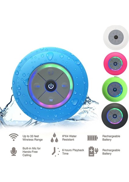 LED Işıklı Bts-09 Fm Mini Su Geçirmez Bluetooth Hoparlör (Yurt Dışından)