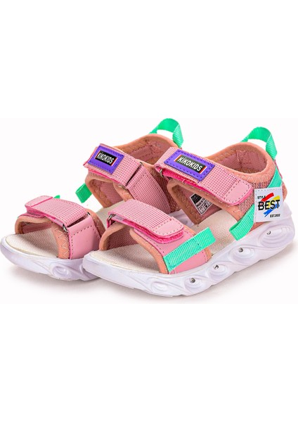 Kiko Kids 100 Işıklı Günlük Kız/erkek Çocuk Cırtlı Sandalet Ayakkabı