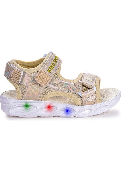 133 Hologram Işıklı Günlük Kız Çocuk Cırtlı Sandalet Ayakkabı