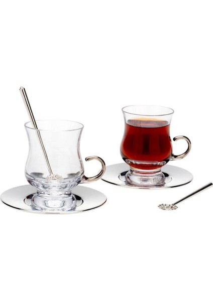 Tiryaki Çay Takımı Gümüş Kaplama 2 Li