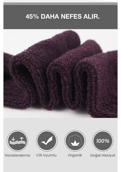 Black Arden Socks Tek Çift Bordo Kışlık Bayan Peluş Havlu Çorap