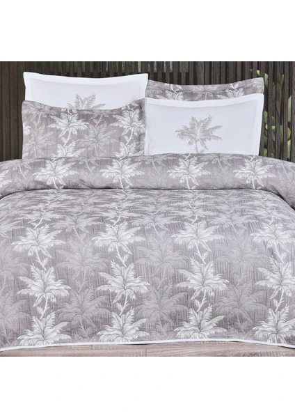 Comfort Set Palm Çift Kişilik Yatak Örtüsü Gri