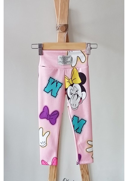 Kız Çocuk Minnie Mouse Baskılı T-Shirt Tayt Takım