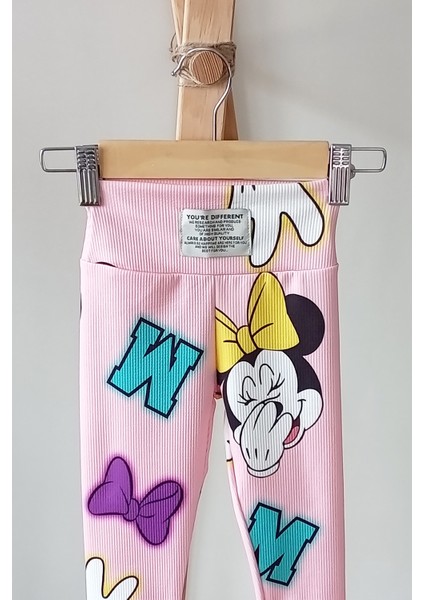 Kız Çocuk Minnie Mouse Baskılı T-Shirt Tayt Takım