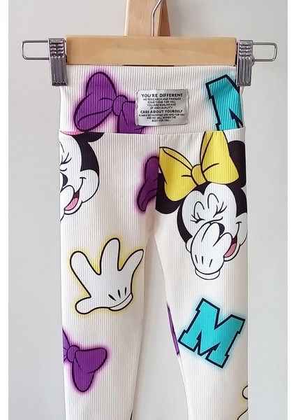 Kız Çocuk Minnie Mouse Baskılı T-Shirt Tayt Takım