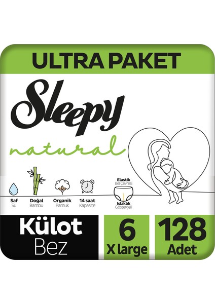 Natural Ultra Paket Külot Bez 6 Numara Xlarge 128 Adet