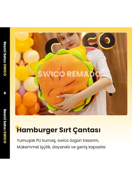 Swico Remado Kız Çocuklar Için Sevimli Hamburger Şekilli Sırt Çantası (Yurt Dışından)