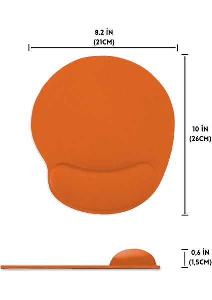 Turuncu Bilek Destekli Ergonomik  Kaymaz Taban Mouse Pad