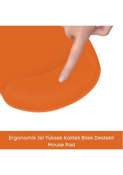 Turuncu Bilek Destekli Ergonomik  Kaymaz Taban Mouse Pad