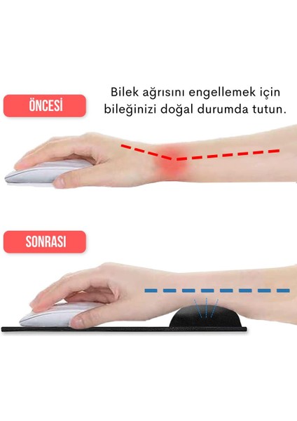 Bilek Destekli Siyah Ergonomik  Mouse Pad