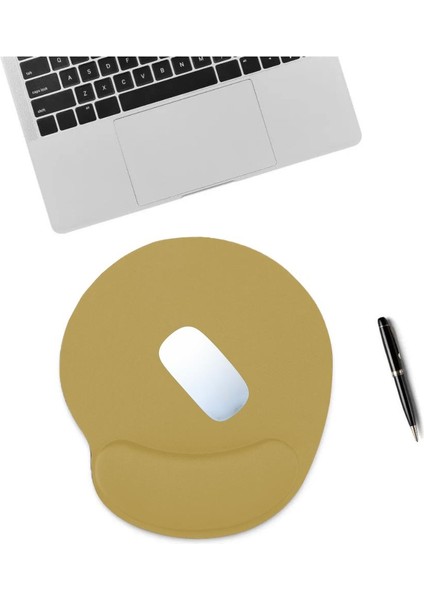 Bej Bilek Destekli Ergonomik  Kaymaz Taban Mouse Pad