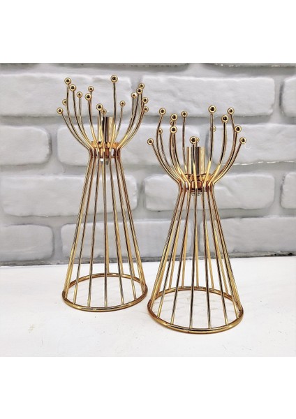 Gold Kaplama Sude Model Modern Dekoratif Metal Ferforje Ikili Mumluk Şamdan Modelleri modelleri