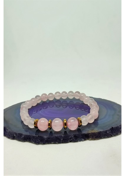 Pembe Kuvars Doğaltaş Bileklik
