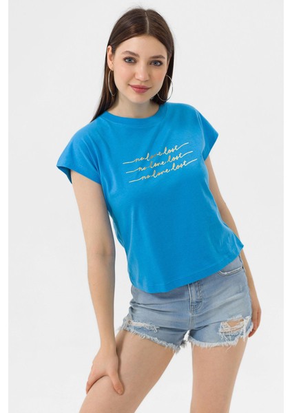 Kadın Önü Varak Baskılı T-Shirt 230067 -