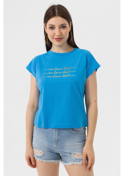 Kadın Önü Varak Baskılı T-Shirt 230067 -