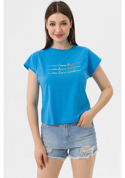 Kadın Önü Varak Baskılı T-Shirt 230067 -