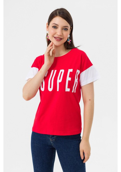 Kadın Önü Yazı Baskılı T-Shirt 230068 - fiyatları