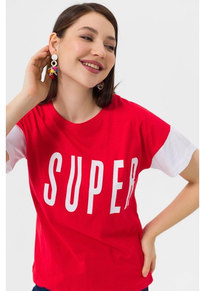 Kadın Önü Yazı Baskılı T-Shirt 230068 - fırsatları