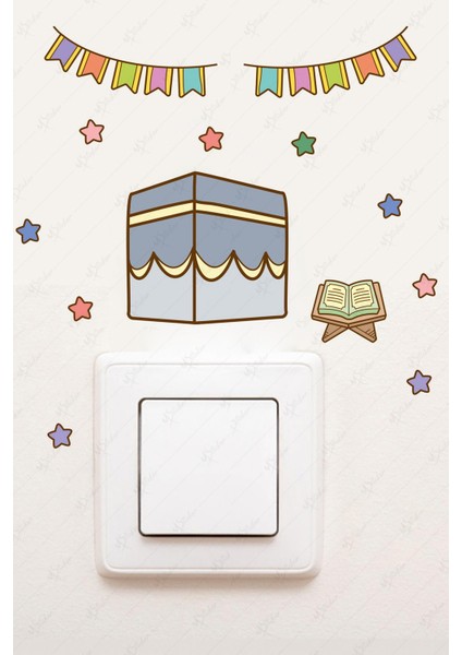 Kabe Yıldızlar ve Süsler Ramazan Priz Sticker