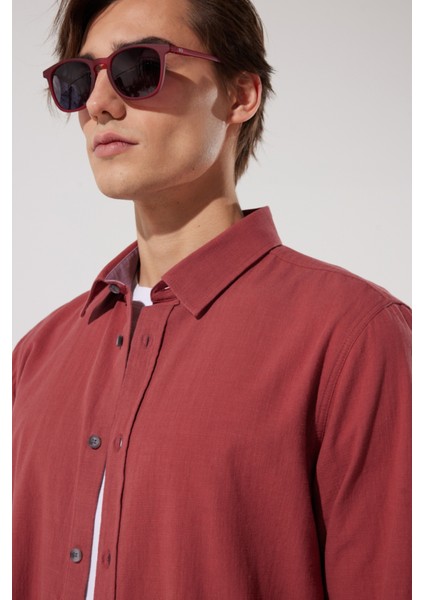 Regular Fit Normal Kesim %100 Pamuk Pembe Uzun Kollu Gömlek modelleri