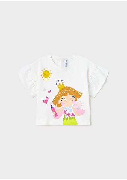 Kız Bebek Baskılı T-Shirt Beyaz 1010 fiyatları
