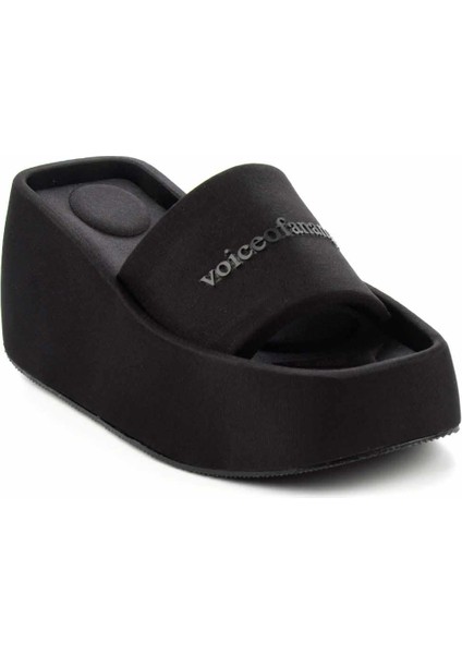 Kadın Terlik Siyah Tekstil Malzeme ile Düz Topuklu Rahat Kullanım modelleri