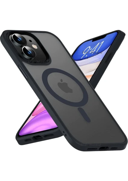 MTK Moveteck Apple iphone 11 Kılıf Mat Magsafe Wireless Şarj Destekli Hassas Butonlu Soft Mat Kenarlı Buzlu Çerçeveli Darbe Korumalı Mor Kapak