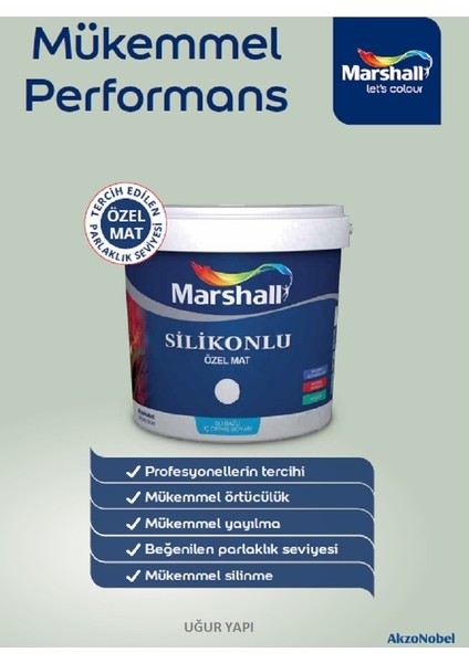 Silikonlu Özel Mat Silinebilir Duvar Boyası 2.5 Lt + Marshall Tavan Boyası 3.5 Kg + İzmir Fırça Duvar Boyama Seti