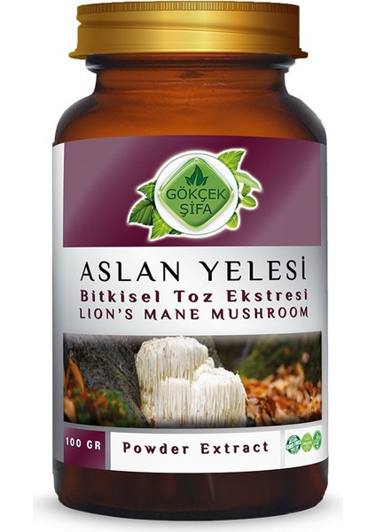 Aslan Yelesi Toz Ekstresi (Hericium erinaceus)100 gr. Cam Kavanoz