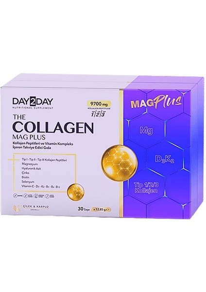 The Collagen Mag Plus Çilek ve Karpuz Aromalı Takviye Edici Gıda 9700MG 30 Şase