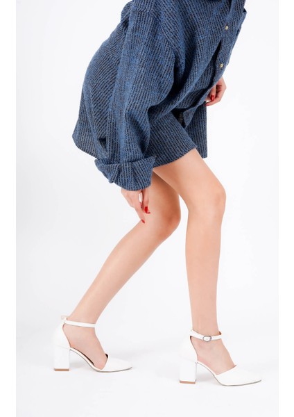 Flora Beyaz Bilekten Bantlı Topuklu Ayakkabı fiyatları