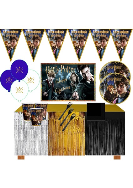 Harry Potter Afişli 24 Kişilik  Metalize Doğum Günü Parti Malzemeleri Süsleri Parti Seti