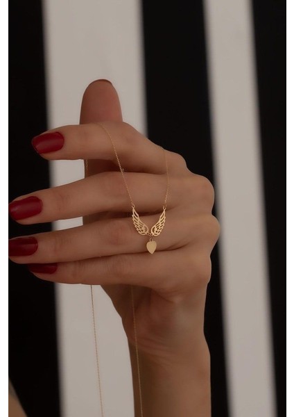 925 Ayar Gümüş Melek Kanatlı Kalp Kolye fiyatları