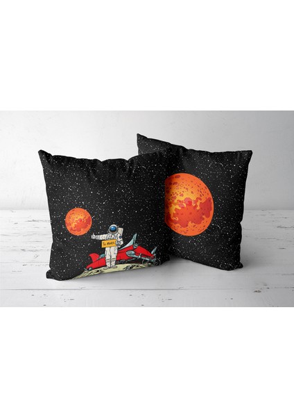 Go To Mars Siyah Kırlent Kılıfı (45X45 Cm)