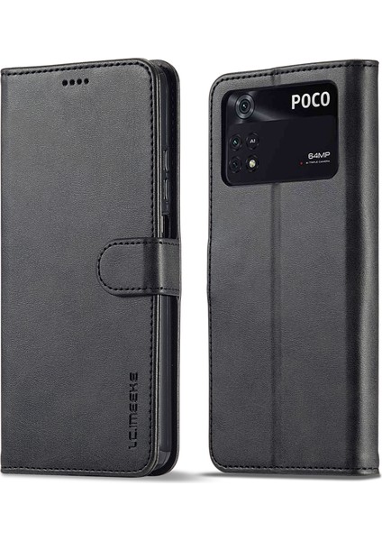 Xiaomi Için Poco M4 Pro 4g Iyi Korumalı Dokulu Pu Deri Flip Folio Stand Cüzdan Kasa Telefon Kılıfı Kapak Black (Yurt Dışından)