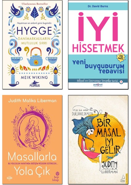 - Iyi Hissetmek (David Burns) + Bir Masal Iyi Gelir + Masallarla Yola Çık + Hygge Danimarkalıların Mutluluk Sırrı (Meik Viking) / 4 Kitap Set Kişisel Gelişim Kitapları