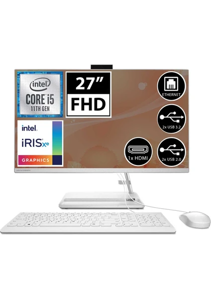 Ideacentre 3 F0FW00R8TX01 I5-1155G7 8gb 512SSD 27" Fullhd Freedos All In One Bilgisayar