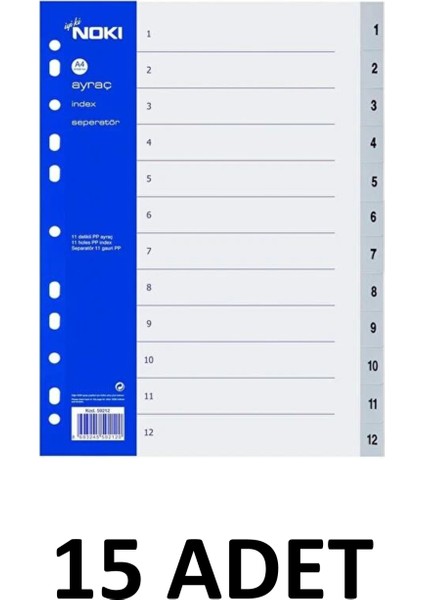 15 Adet 1-12 Rakamlar Ayraç Plastik Seperator