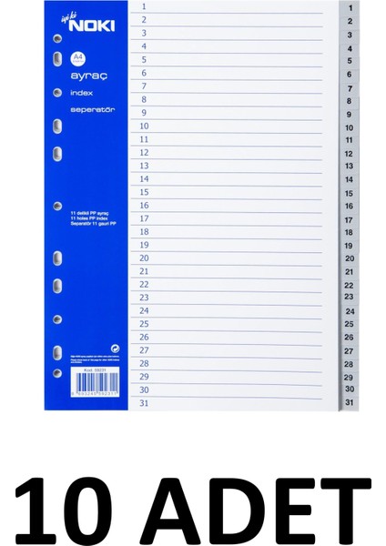 10 Adet 1-31 Rakamlar Ayraç Seperator