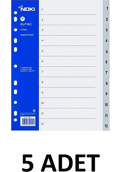 5 Adet 1-12 Rakam Ayraç Plastik Seperator