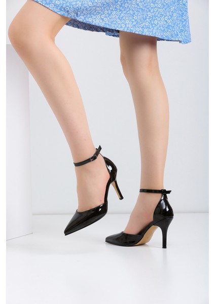 Siyah Rugan Stiletto Sivri Burun Kadın Topuklu Ayakkabı fiyatları