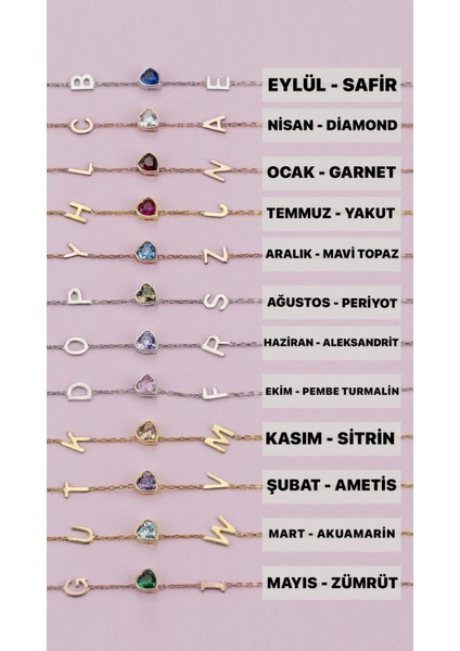 Kadın 925 Ayar Gümüş Kalp Taşlı Harf Bileklik fırsatları