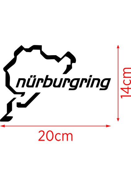 New Jargon Nürburgring Oto Sticker, Araba Sticker Siyah 15 cm