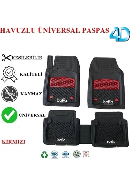 Audi A3 Hb 2011 4d Havuzlu Universal Paspas Kırmızı