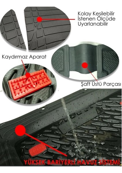 Kia Ceed Hb 2023 4d Havuzlu Universal Paspas Kırmızı