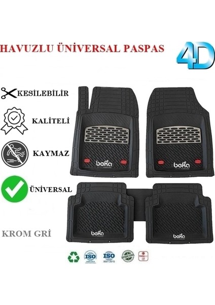 Opel Combo Combi 2004 4d Havuzlu Universal Paspas Krom Gri