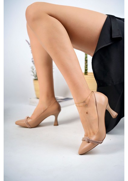 Kadeh Ökçeli Biyesi Düğümlü Nut Kadın Stiletto fiyatları
