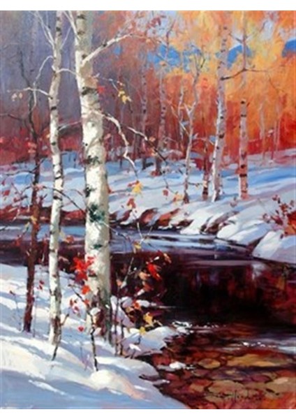 Doğa ve Kar Pixart Sanat Elmas Mozaik Tablo Diamond Türkiye 46 x 64 cm