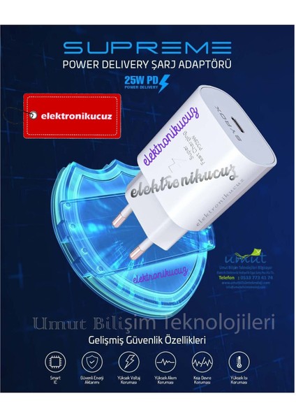 PD25T Qc3.0 Pd 25W Type-C To Type-C Hızlı Şarj Aleti Set Beyaz